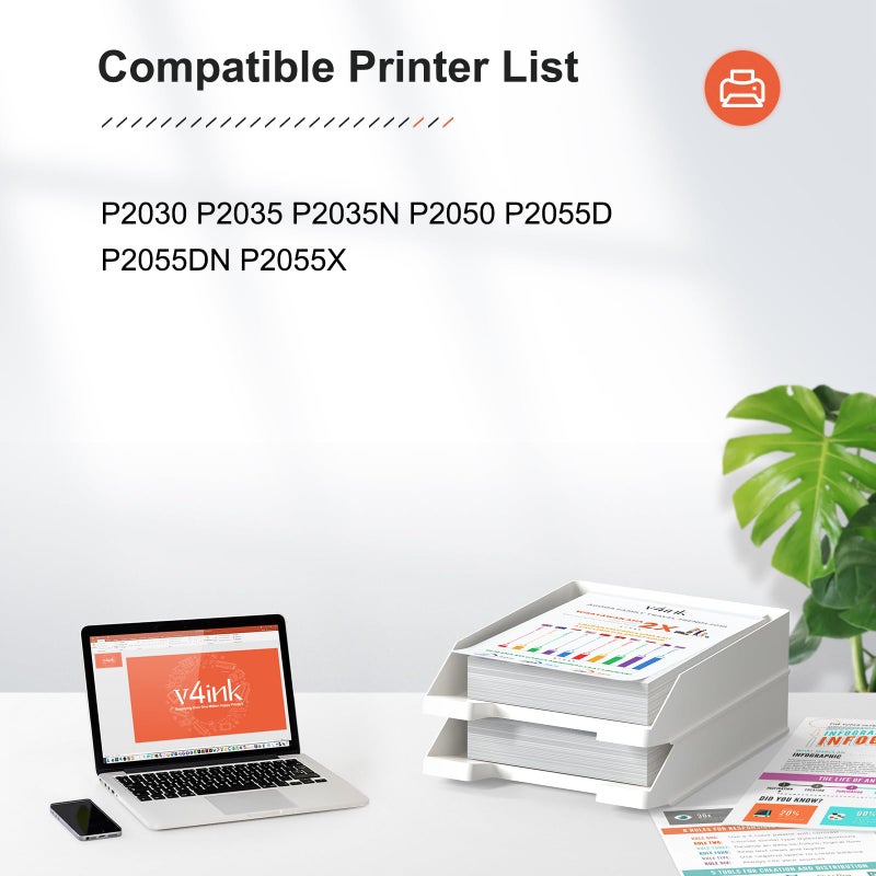 v4ink 2PK CE505A Toner Cartridge Compatible Replacement for HP 05A Toner Cartridge Black Ink for HP P2035 P2035n P2055dn P2055 P2055d, Pro 400 m401n m401dne m401dw MFP M425dn M425dw Printer - Image 2